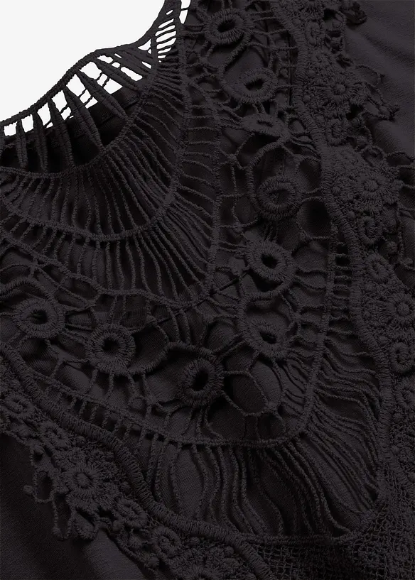 Tričko s háčkovanou vsadkou, bonprix