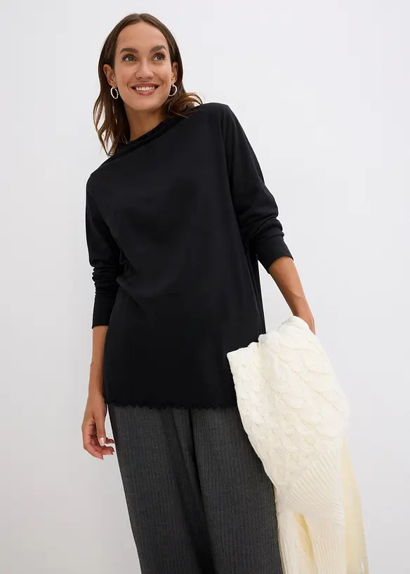 Triko s dlouhým rukávem, z bavlněné směsi, bonprix