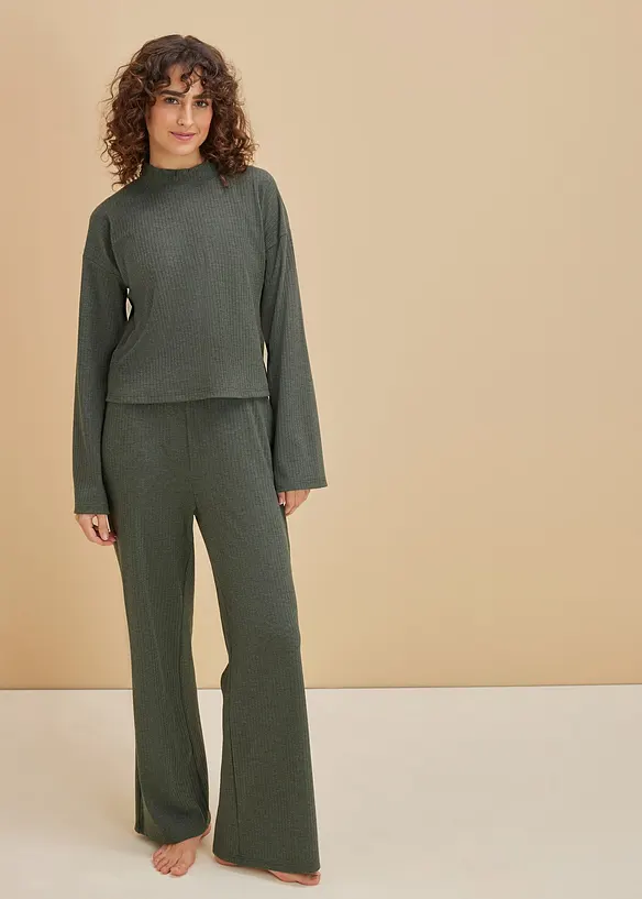 Oversized domácí souprava z měkkého žebrovaného materiálu, bonprix