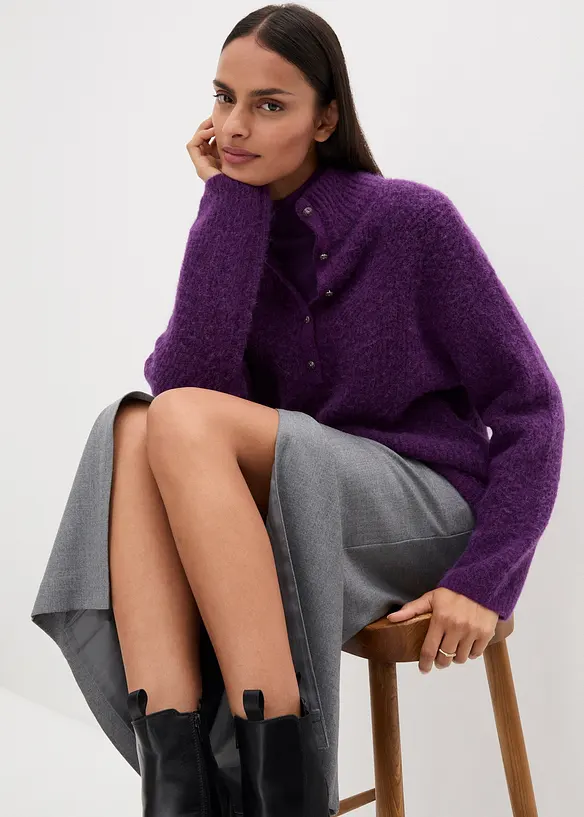 Oversize vlněný svetr s alpakou, bonprix