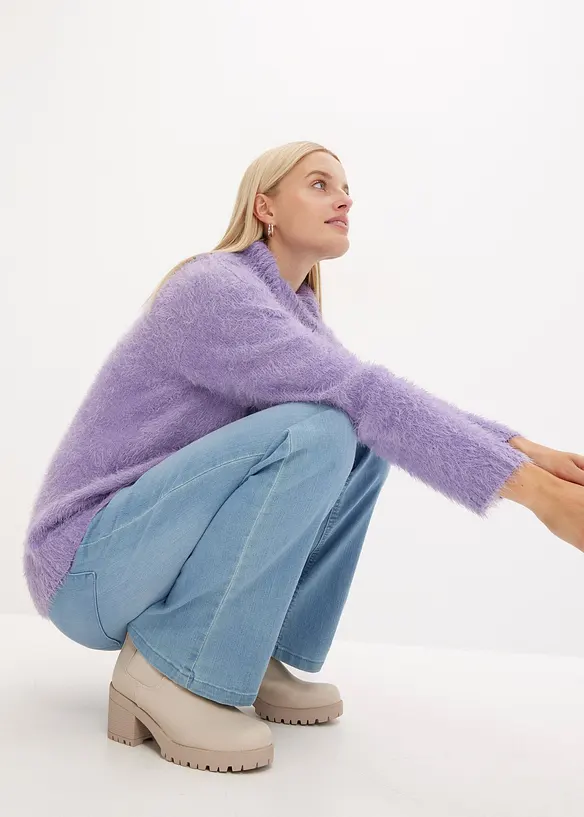 Rolákový svetr z měkké peříčkové příze, bonprix