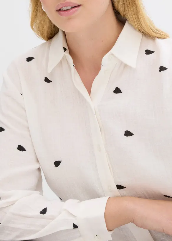 Mušelínová halenka se srdíčky, bonprix