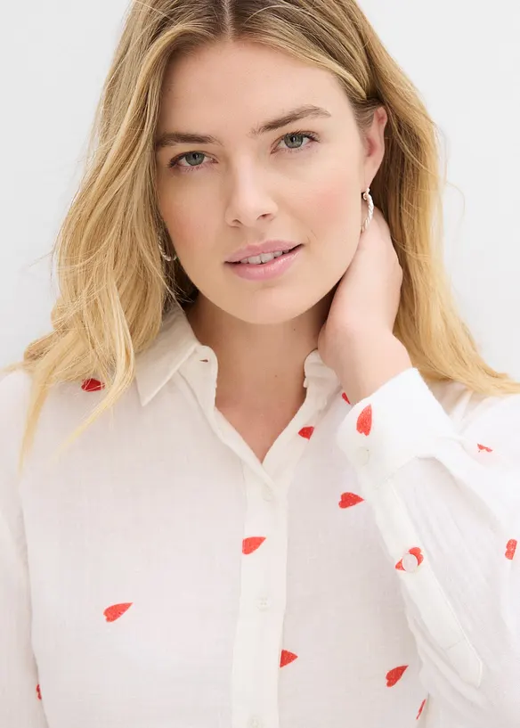 Mušelínová halenka se srdíčky, bonprix