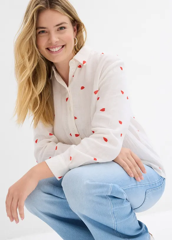 Mušelínová halenka se srdíčky, bonprix