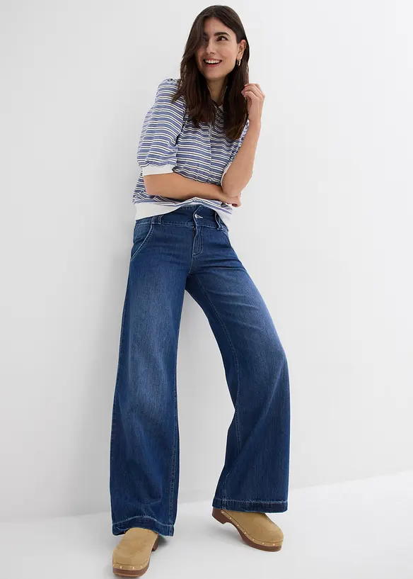 Džíny s širokými nohavicemi, High Waist, Super Soft, bonprix