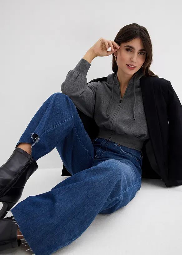 Baggy džíny, Mid Waist, pohodlný pas, Super Soft, bonprix