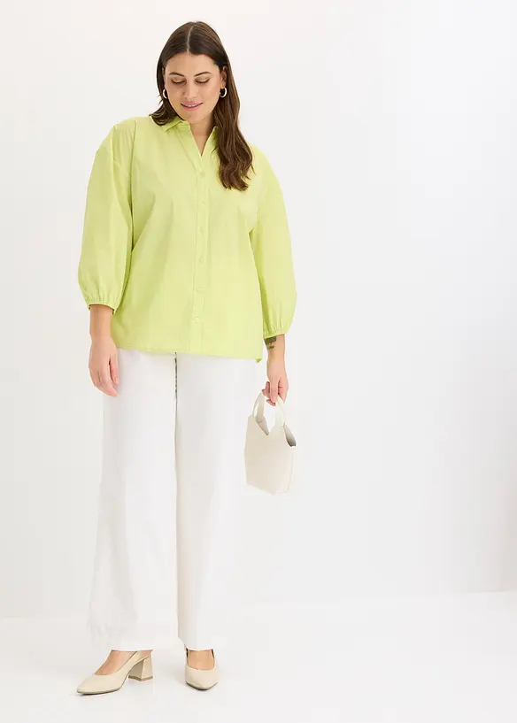 Halenka s balonovými rukávy, delší zadní díl, bonprix