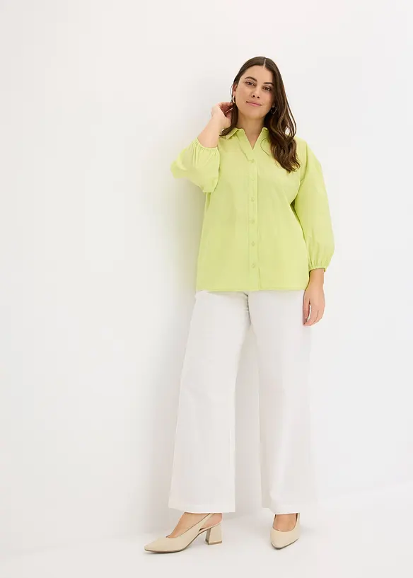 Halenka s balonovými rukávy, delší zadní díl, bonprix