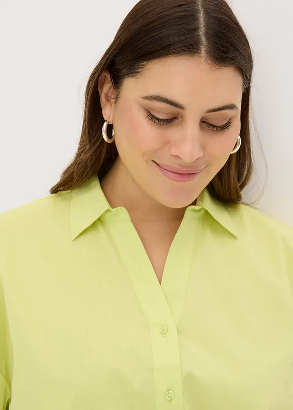 Halenka s balonovými rukávy, delší zadní díl, bonprix