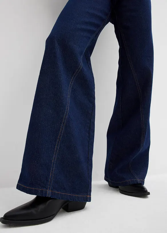 Džíny Wide Leg, High Waist, nízký podíl streče, bonprix