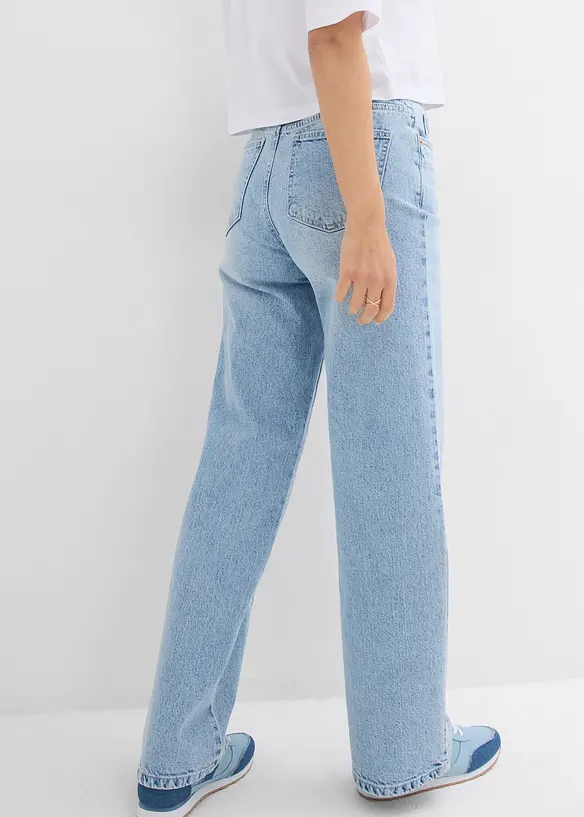 Džíny Wide Leg, High Waist, nízký podíl streče, bonprix