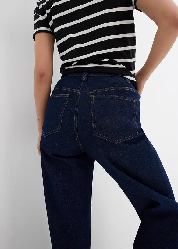 Džíny Wide Leg, High Waist, nízký podíl streče, bonprix