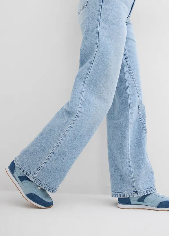 Džíny Wide Leg, High Waist, nízký podíl streče, bonprix