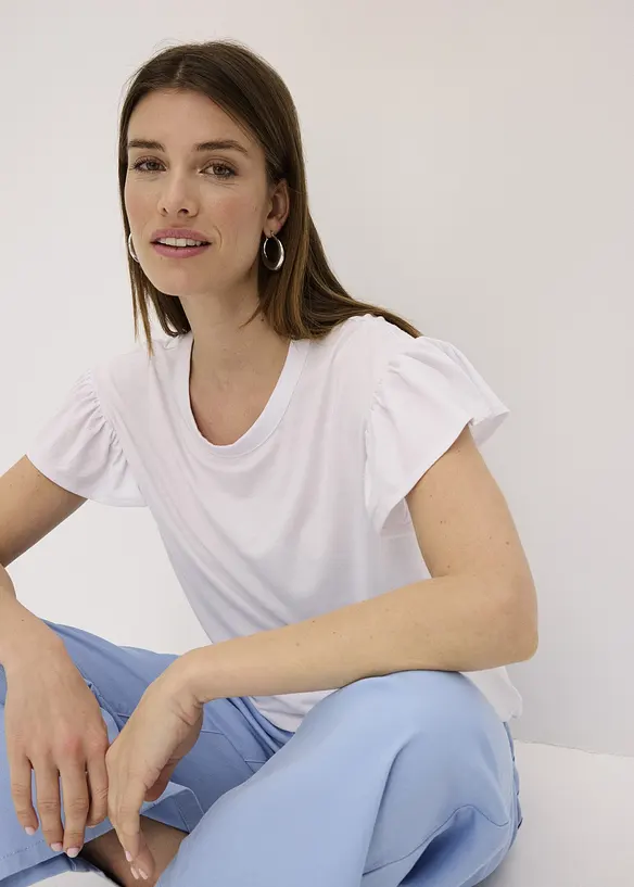 Triko s volánovými rukávy, bonprix