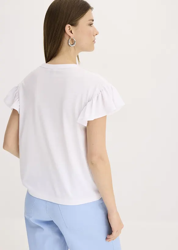 Triko s volánovými rukávy, bonprix