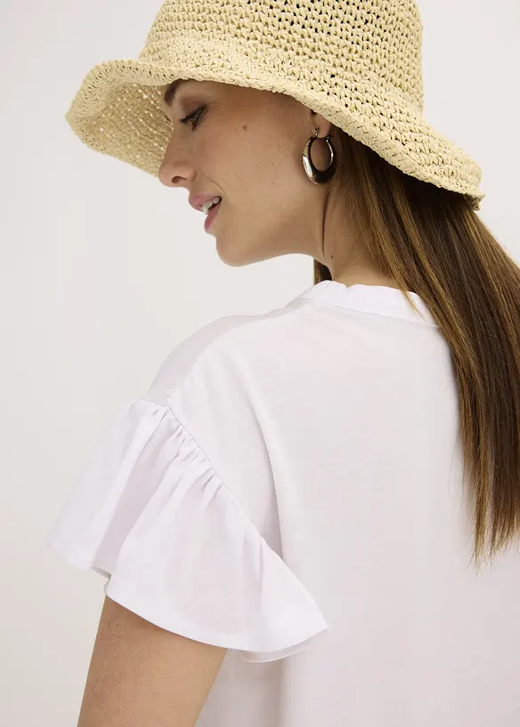 Triko s volánovými rukávy, bonprix