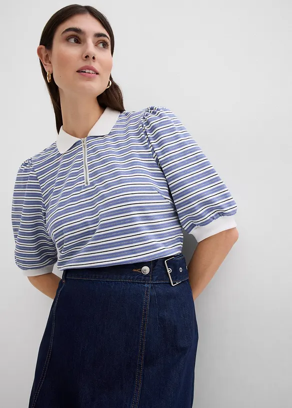 Džínová sukně se zavinovacím vzhledem Super Soft, bonprix