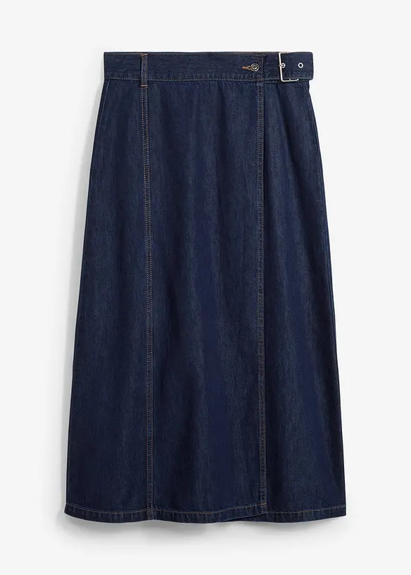 Džínová sukně se zavinovacím vzhledem Super Soft, bonprix
