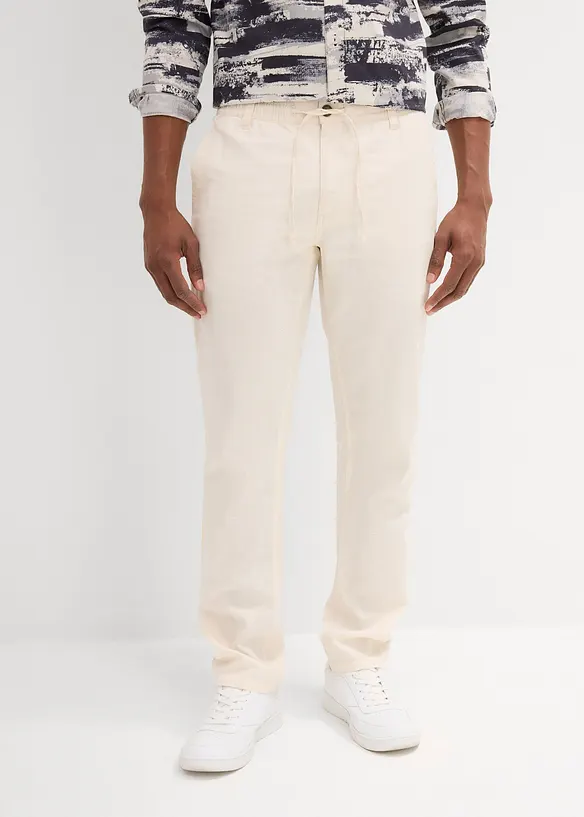Chino kalhoty s podílem lnu, Regular Fit, Straight, bonprix