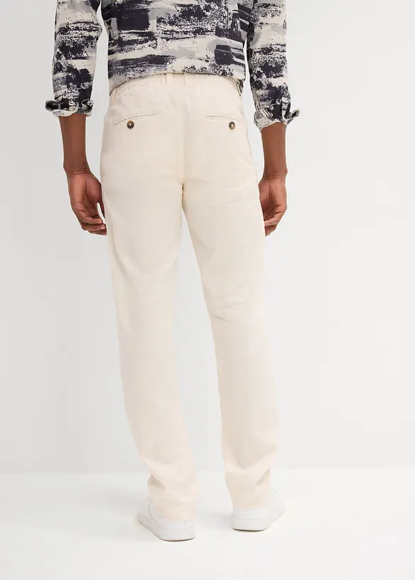 Chino kalhoty s podílem lnu, Regular Fit, Straight, bonprix