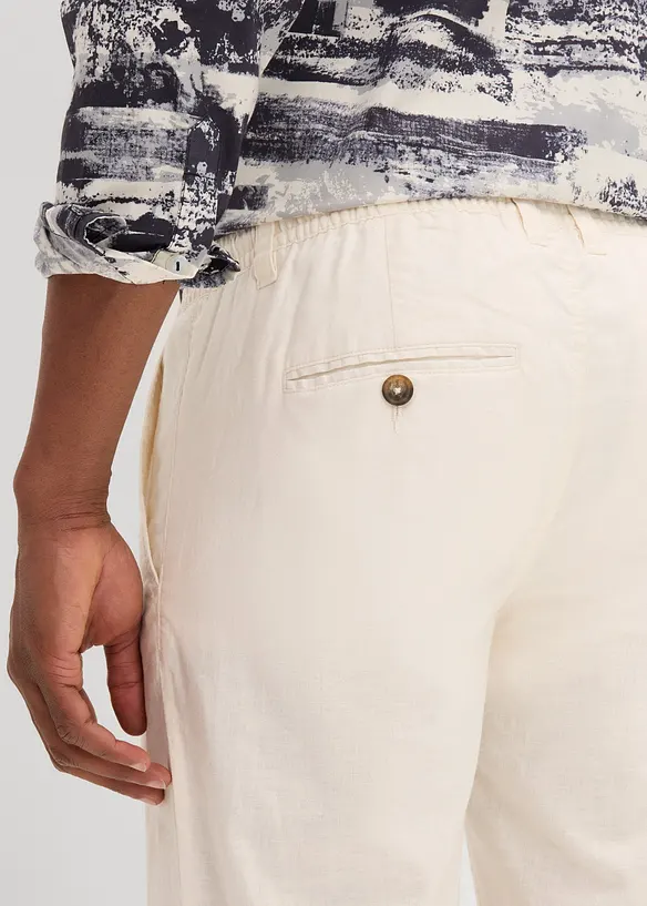 Chino kalhoty s podílem lnu, Regular Fit, Straight, bonprix