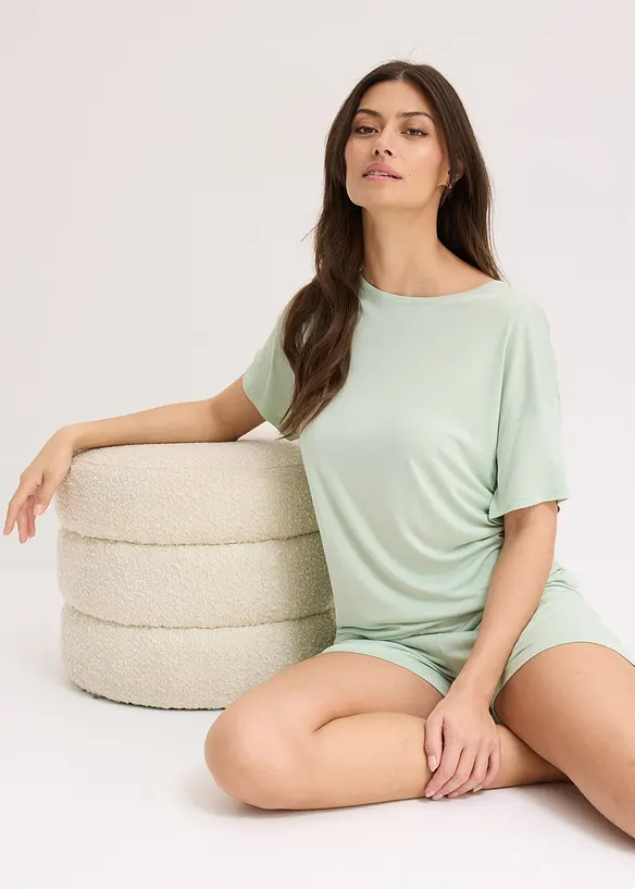 Krátké pyžamo s oversize tričkem, z viskózy, bonprix