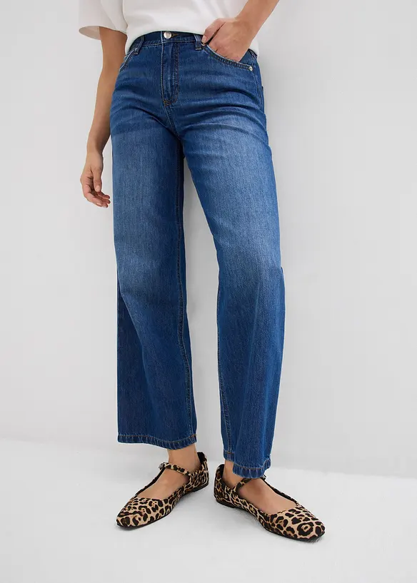 Baggy džíny Mid Waist Super Soft, zkrácené, bonprix