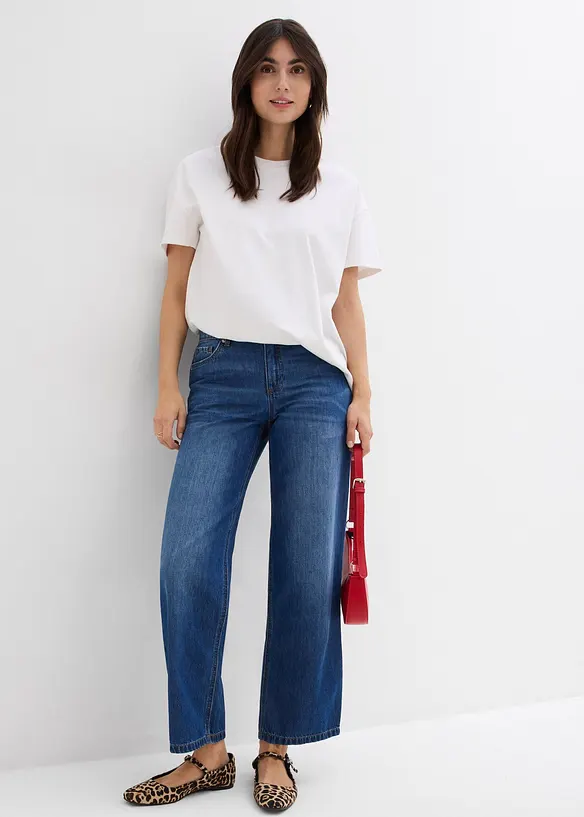 Baggy džíny Mid Waist Super Soft, zkrácené, bonprix