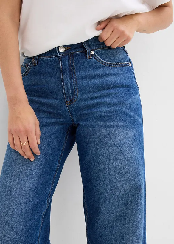 Baggy džíny Mid Waist Super Soft, zkrácené, bonprix