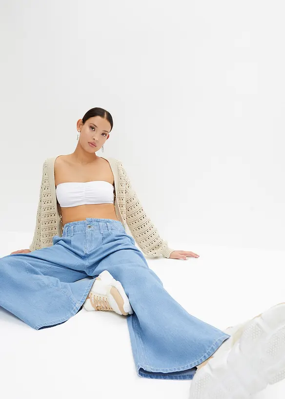 Džíny Wide Leg, Low Waist, nízký podíl streče, bonprix