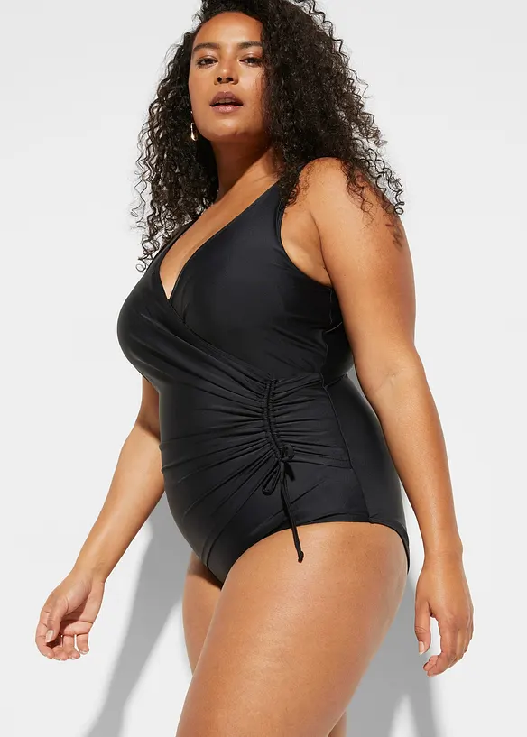 Stahovací jednodílné plavky, lehký tvarující efekt, s řasením, bonprix