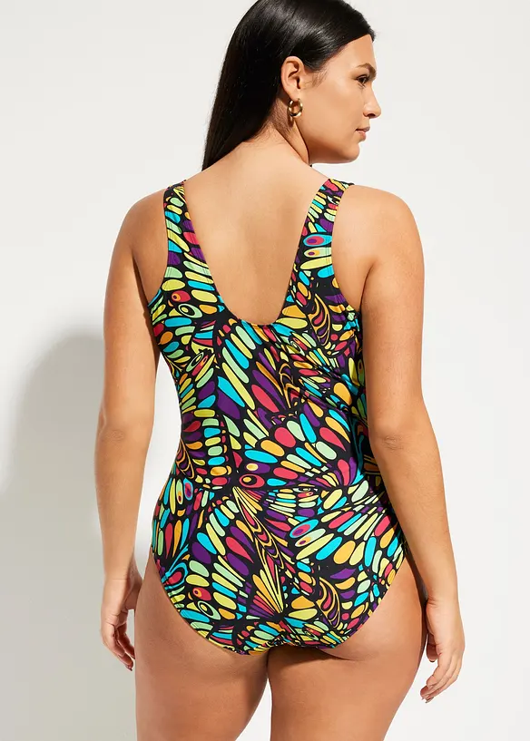 Stahovací jednodílné plavky z recyklovaného polyamidu, střední stahovací efekt, bonprix