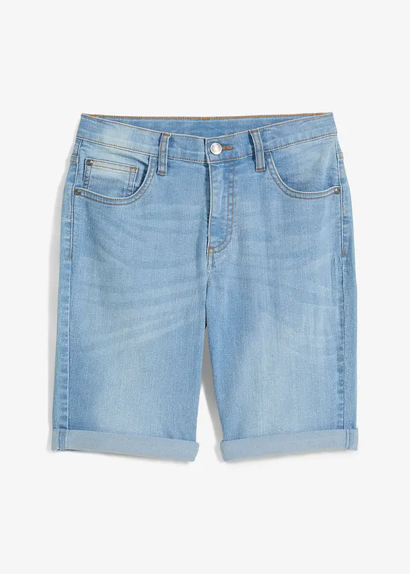 Strečové džínové bermudy s nastavitelným pasem, Slim Fit, bonprix