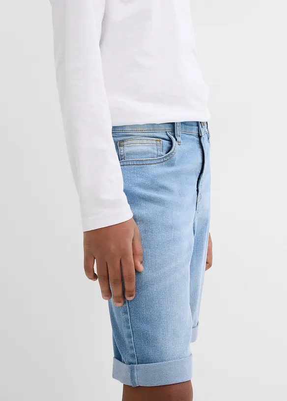 Strečové džínové bermudy s nastavitelným pasem, Slim Fit, bonprix