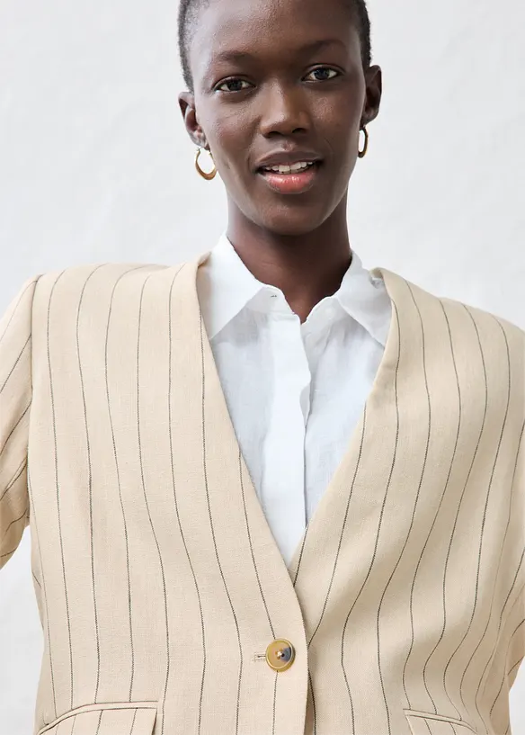 Blejzrový kabátek bez límce, z čistého lnu, bonprix