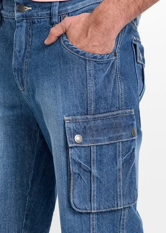 Cargo džínové bermudy, Regular Fit, bonprix