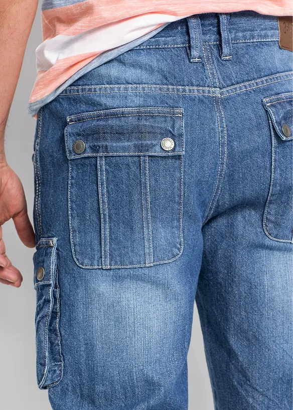 Cargo džínové bermudy, Regular Fit, bonprix