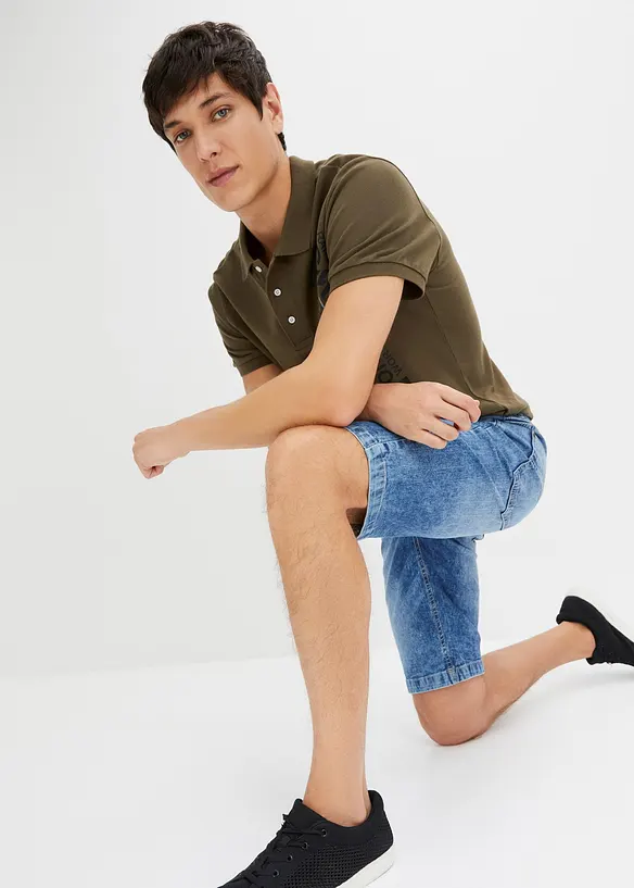 Lehké strečové džínové bermudy bez zapínání, Slim Fit, bonprix