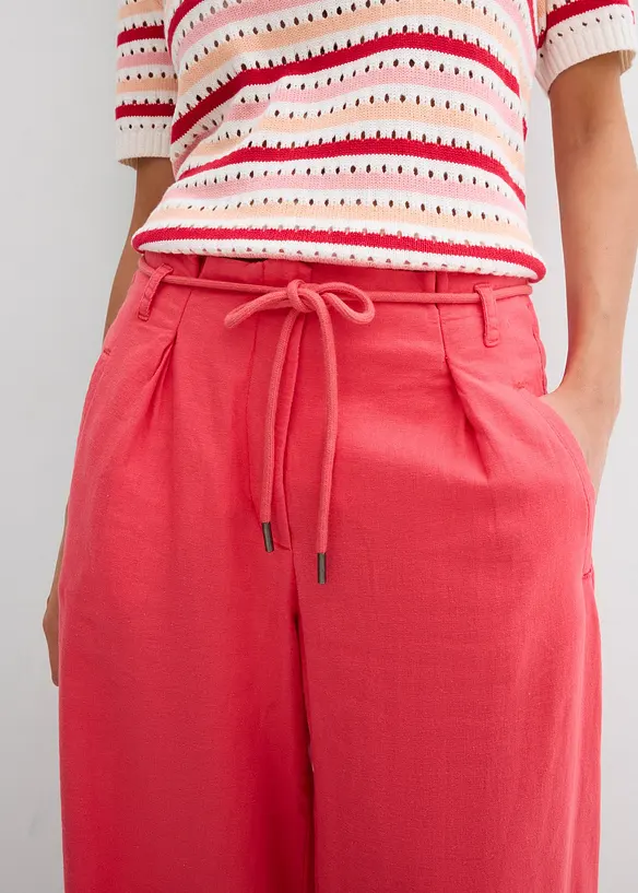 Kalhoty ve stylu paperbag z vzdušné směsi se lnem, bonprix