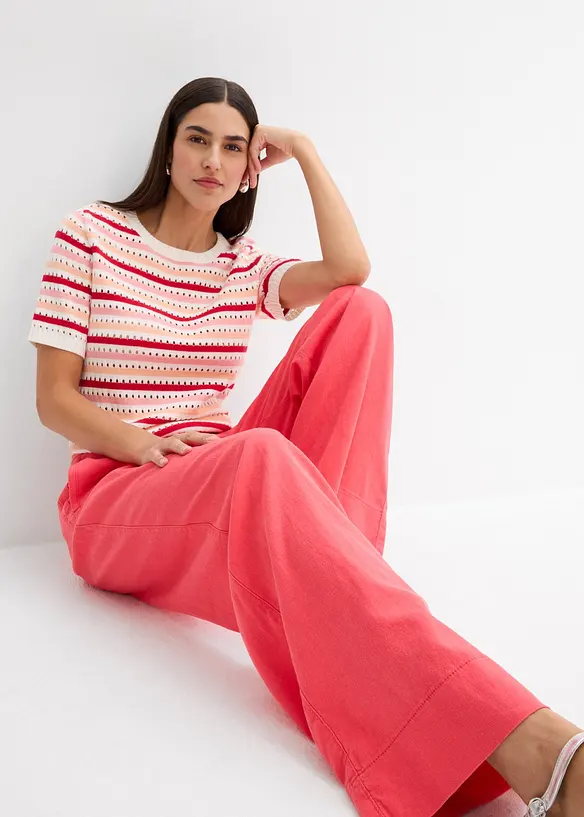 Kalhoty ve stylu paperbag z vzdušné směsi se lnem, bonprix