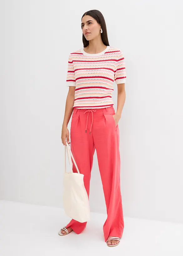 Kalhoty ve stylu paperbag z vzdušné směsi se lnem, bonprix