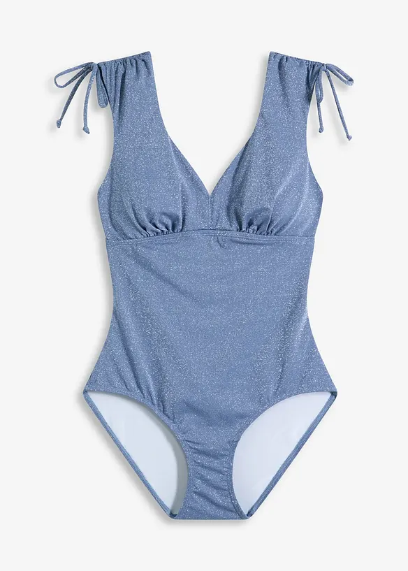 Třpytivé stahovací jednodílné plavky, střední tvarující efekt, bonprix
