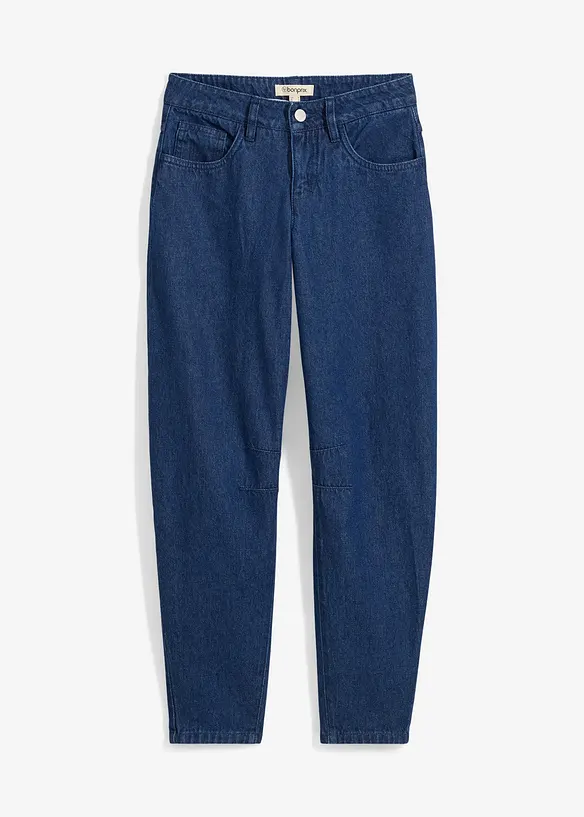 Džíny Barrel, Mid Waist, organická bavlna, bonprix