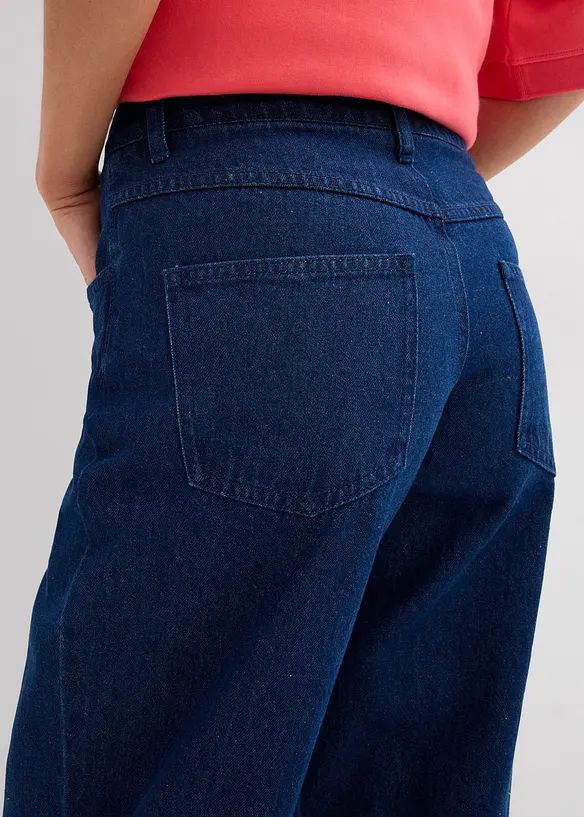 Džíny Barrel, Mid Waist, organická bavlna, bonprix