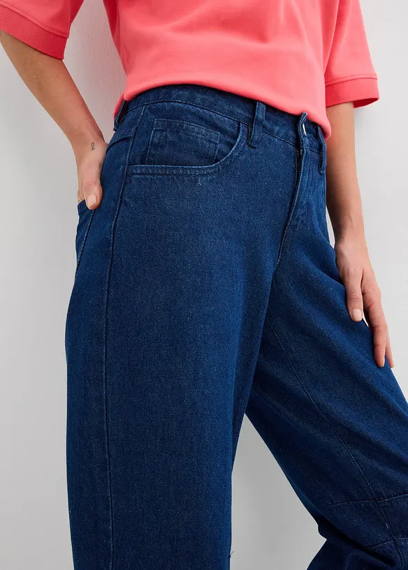 Džíny Barrel, Mid Waist, organická bavlna, bonprix