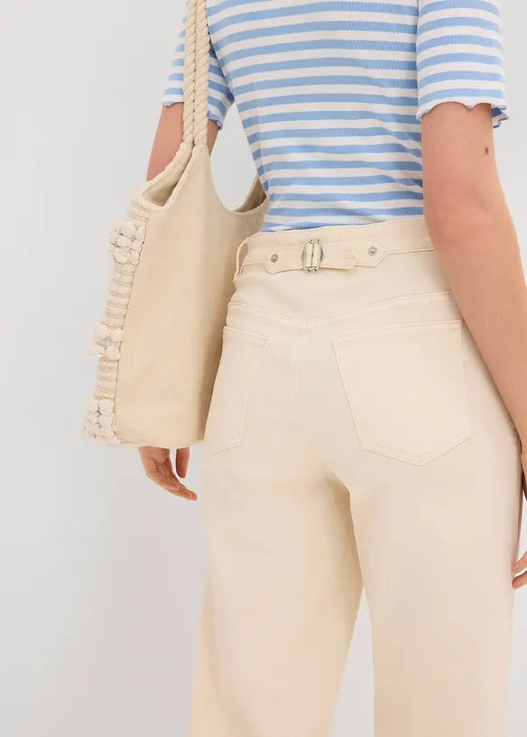 Džíny Straight, High Waist, nízký podíl streče, bonprix