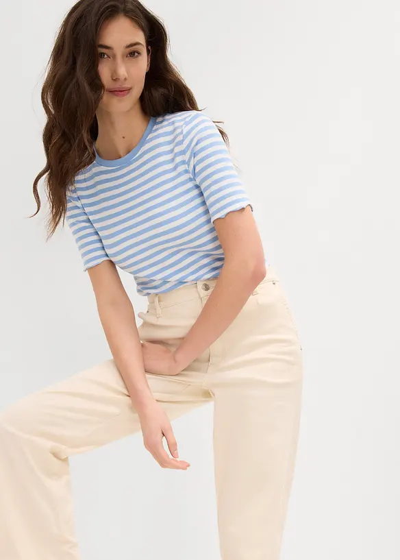 Džíny Straight, High Waist, nízký podíl streče, bonprix