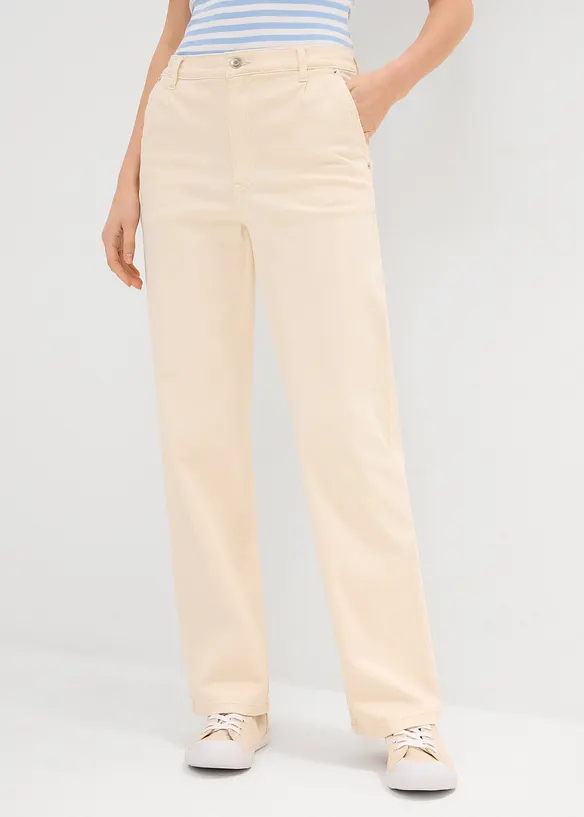 Džíny Straight, High Waist, nízký podíl streče, bonprix