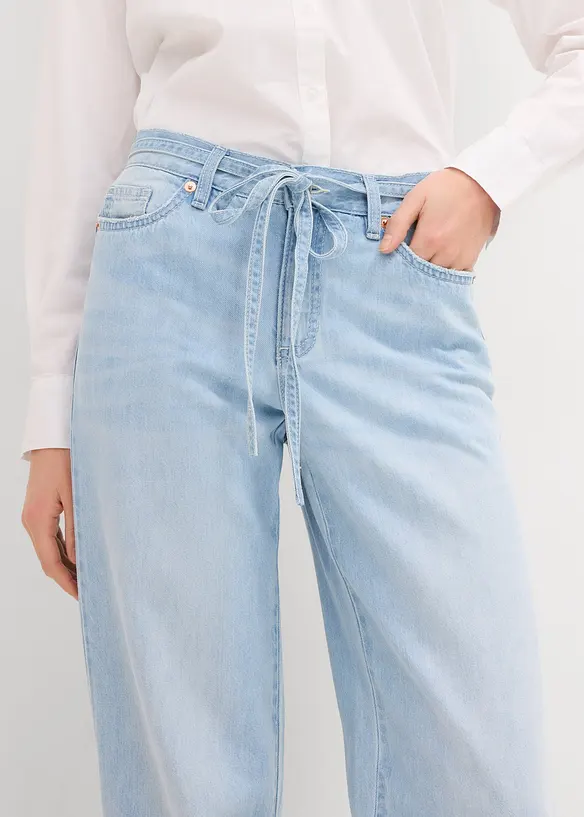 Džíny Wide Leg, Mid Waist, s opaskem, bonprix