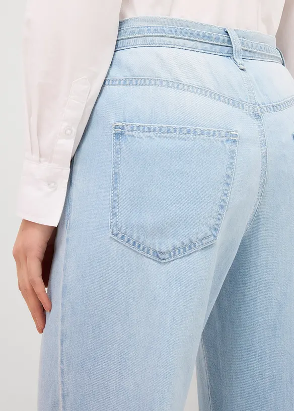 Džíny Wide Leg, Mid Waist, s opaskem, bonprix